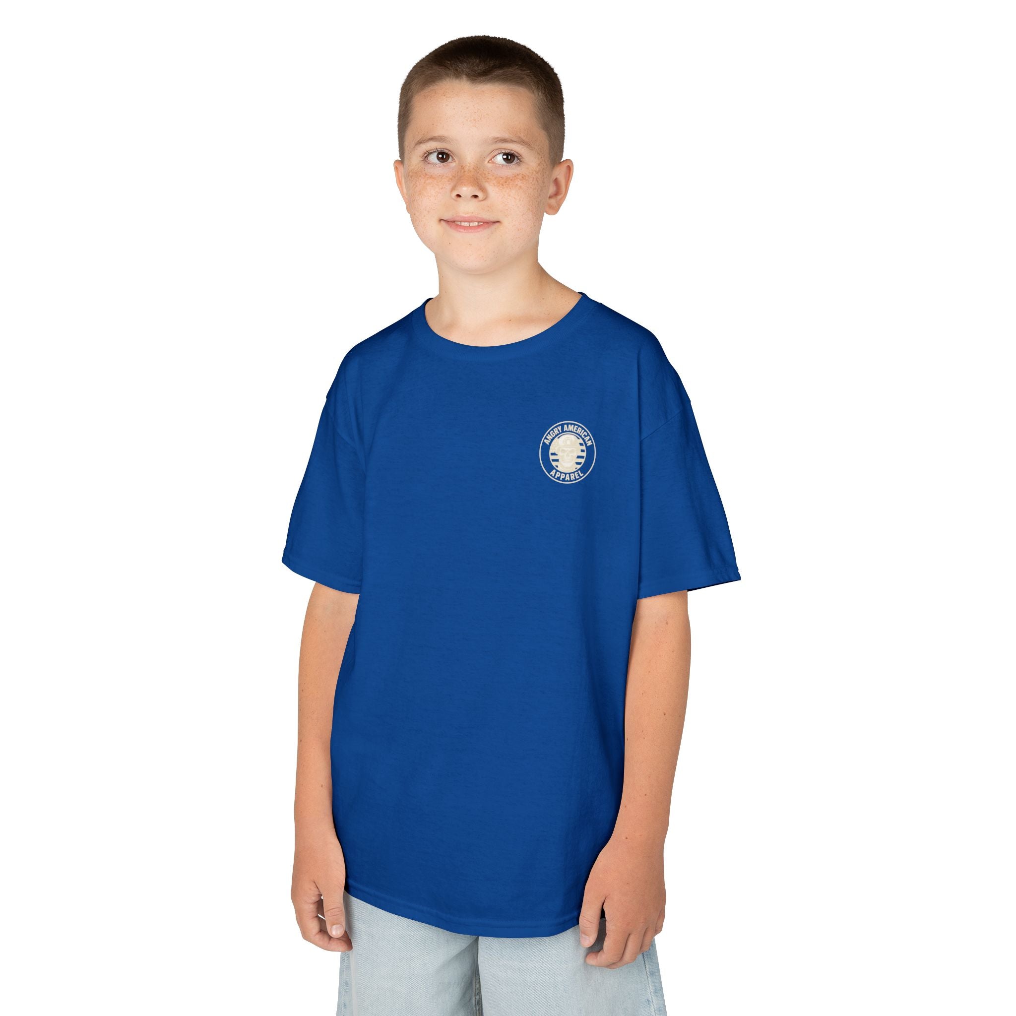 Kids T‑Shirt — 'Raised on Faith and Freedom' Patriotic Youth Tee