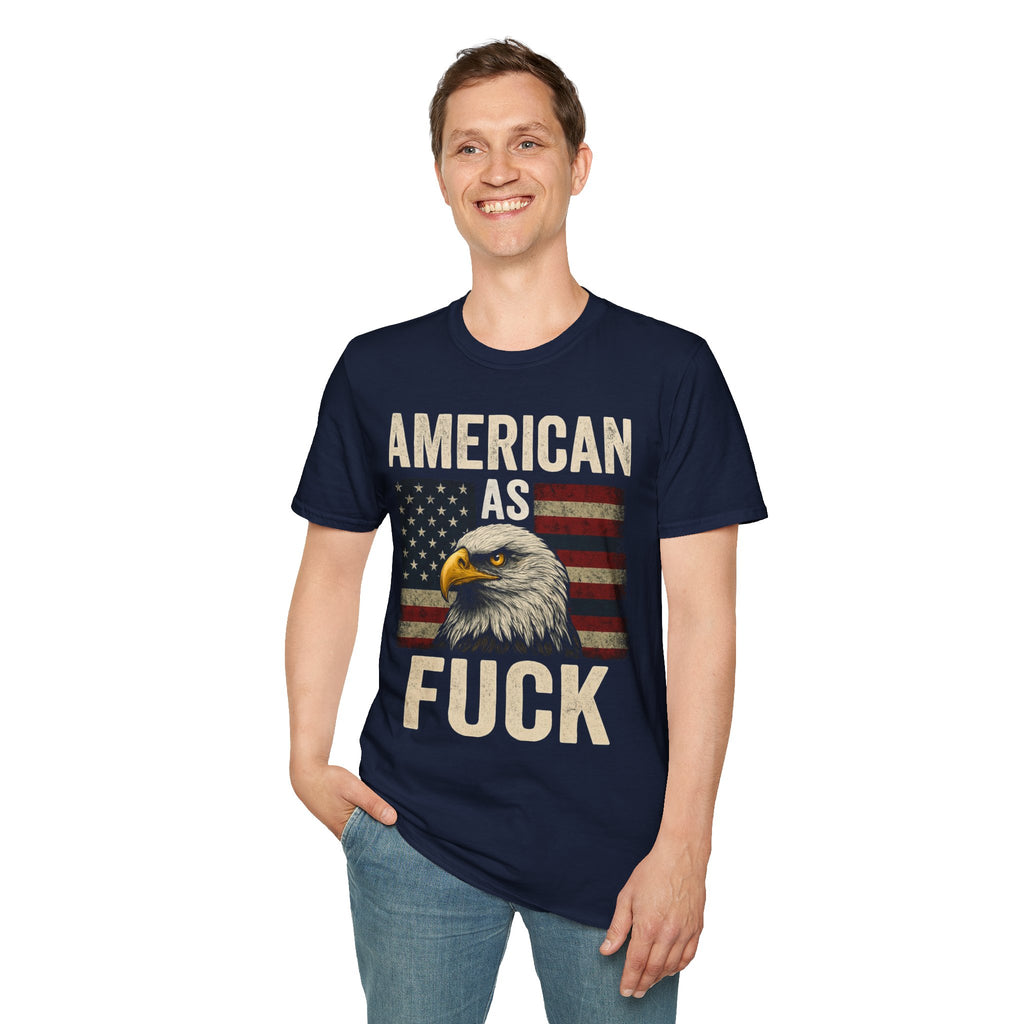 American As F*** Eagle T-Shirt – Patriotic Bald Eagle Flag Tee