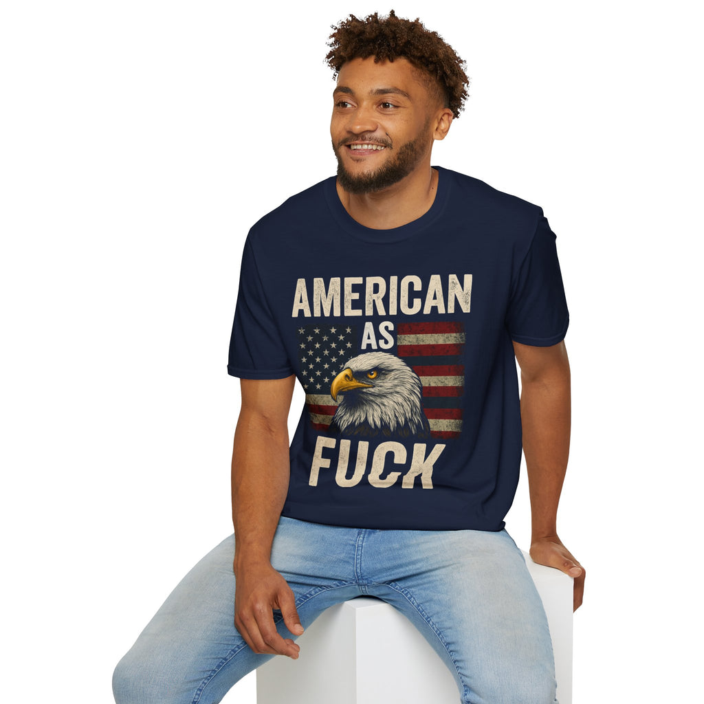 American As F*** Eagle T-Shirt – Patriotic Bald Eagle Flag Tee
