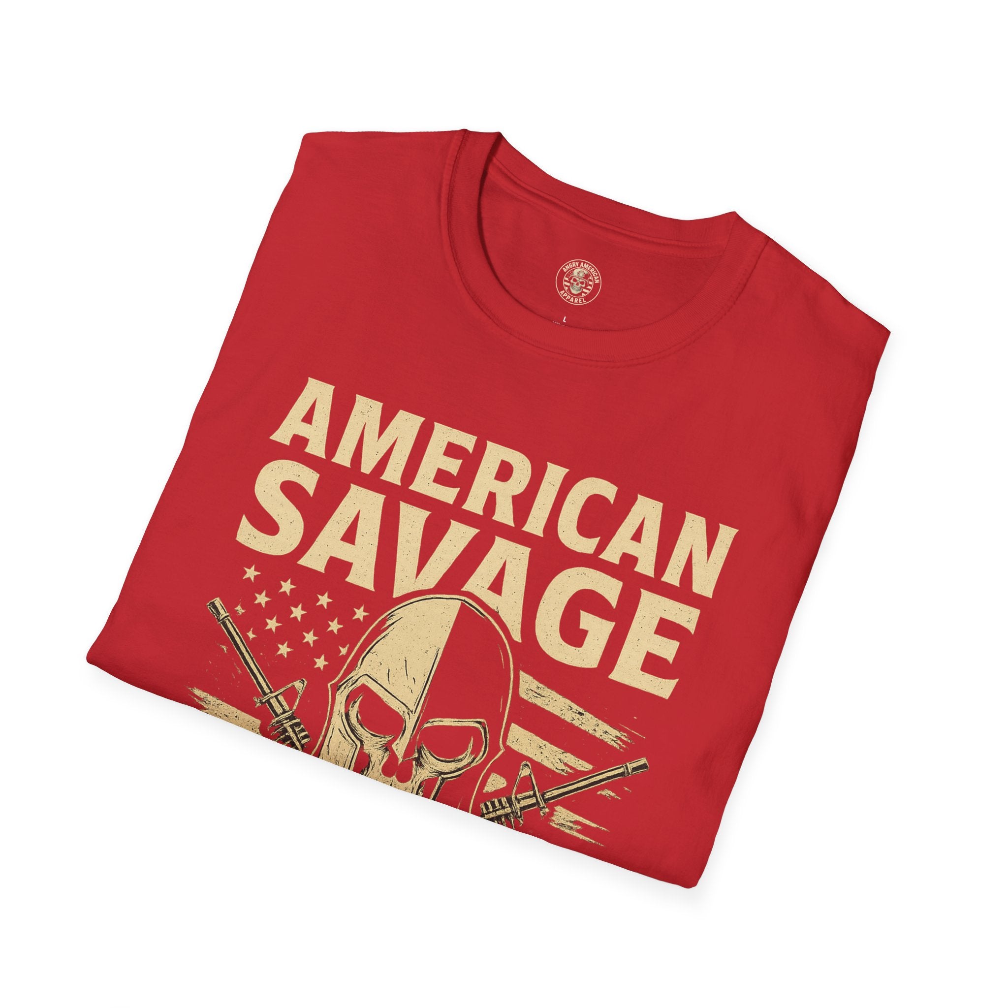 American Savage T-Shirt – "Live Free or Die" Skull & Flag Graphic