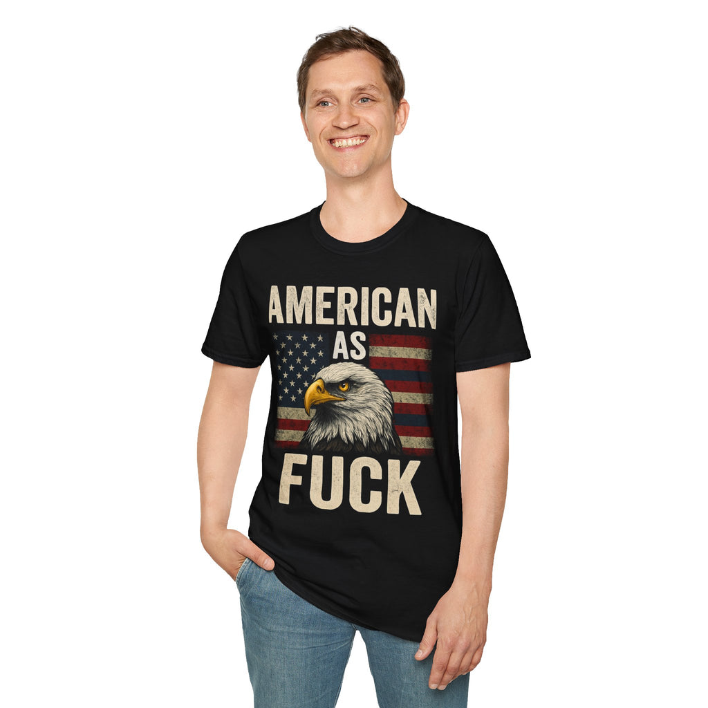 American As F*** Eagle T-Shirt – Patriotic Bald Eagle Flag Tee