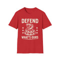 Defend What's Ours T-Shirt — Vintage Coiled Snake Patriotic Graphic Tee