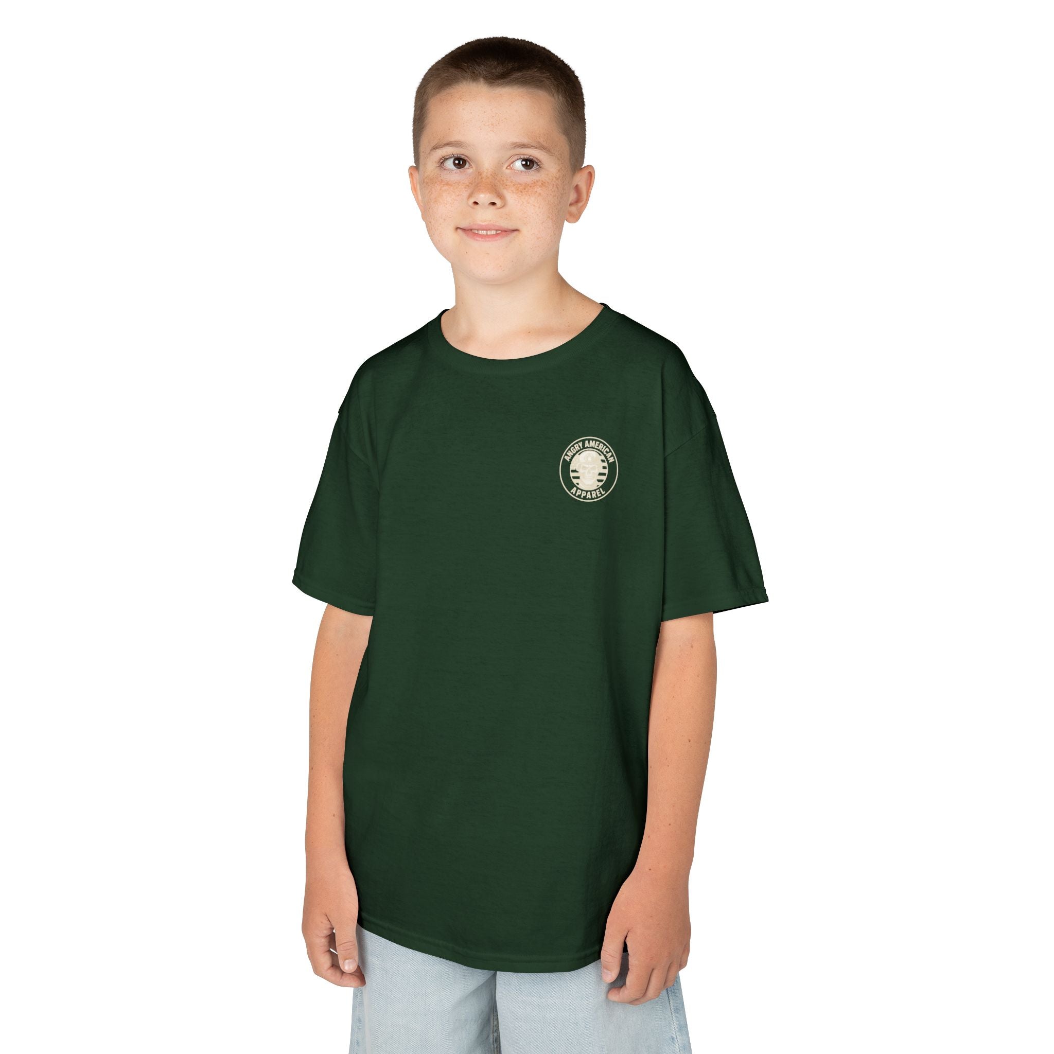 Kids T‑Shirt — 'Raised on Faith and Freedom' Patriotic Youth Tee