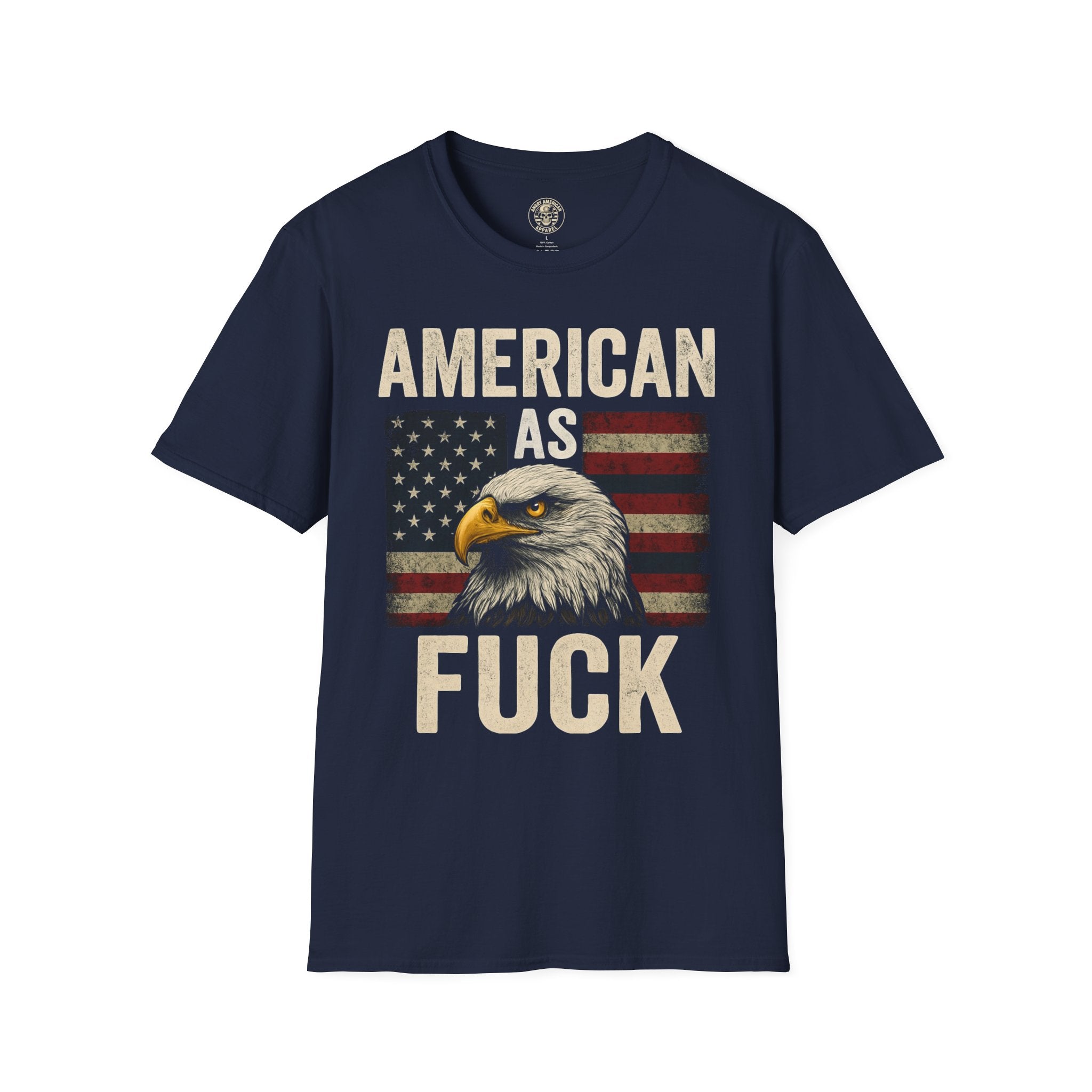 American As F*** Eagle T-Shirt – Patriotic Bald Eagle Flag Tee
