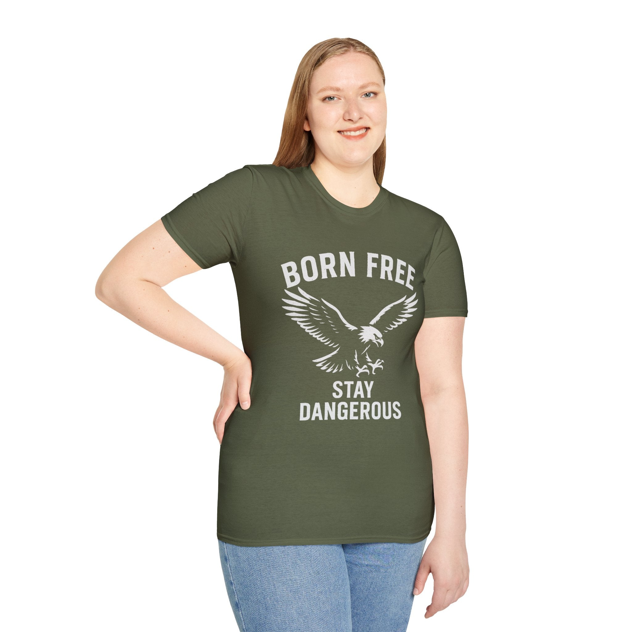 Born Free Stay Dangerous T-Shirt — Eagle Graphic Patriotic Tee