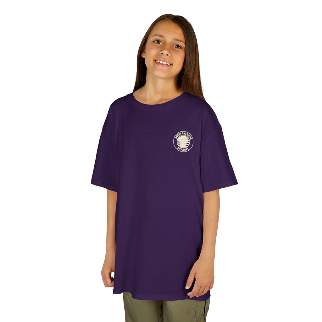 Kids T‑Shirt — 'Raised on Faith and Freedom' Patriotic Youth Tee