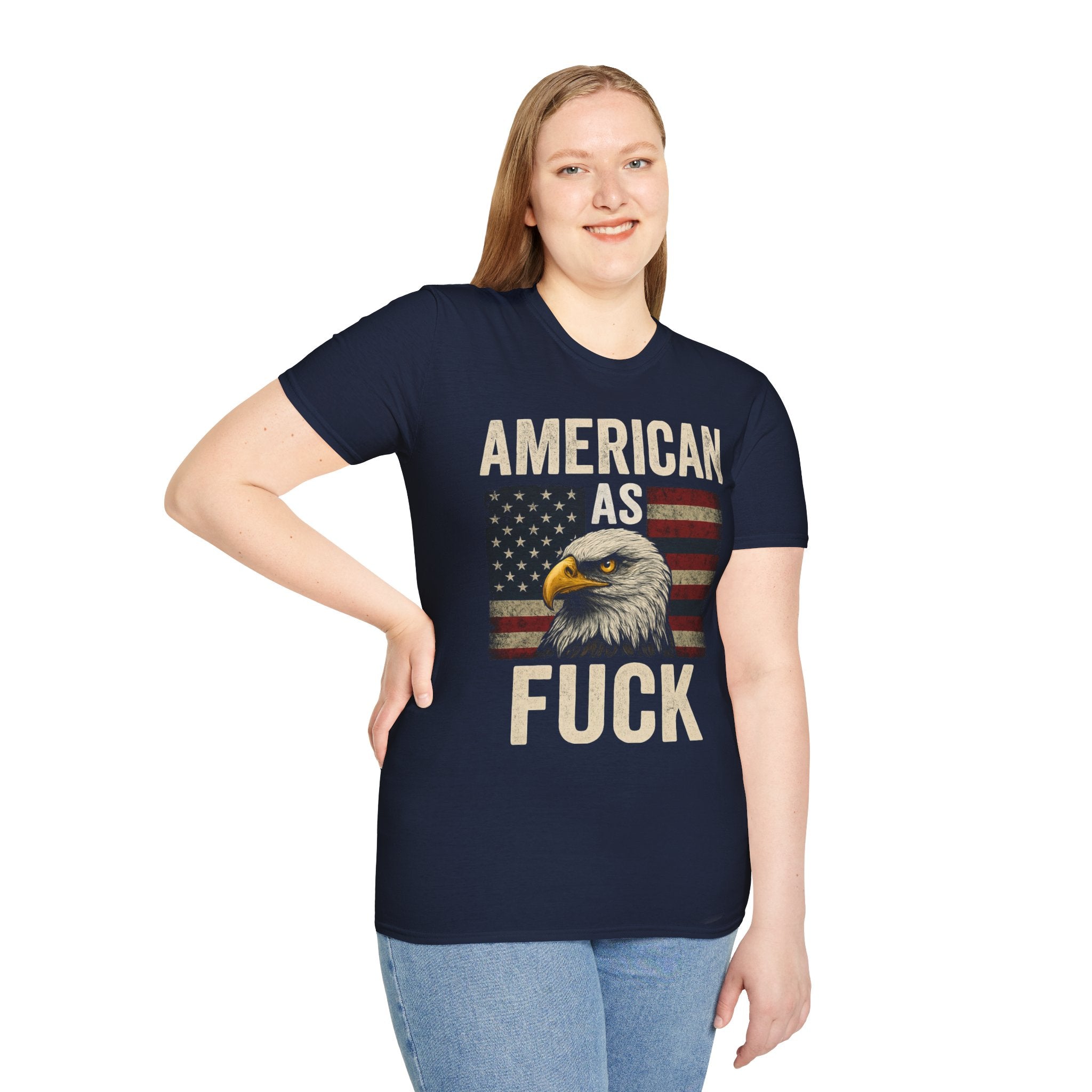 American As F*** Eagle T-Shirt – Patriotic Bald Eagle Flag Tee
