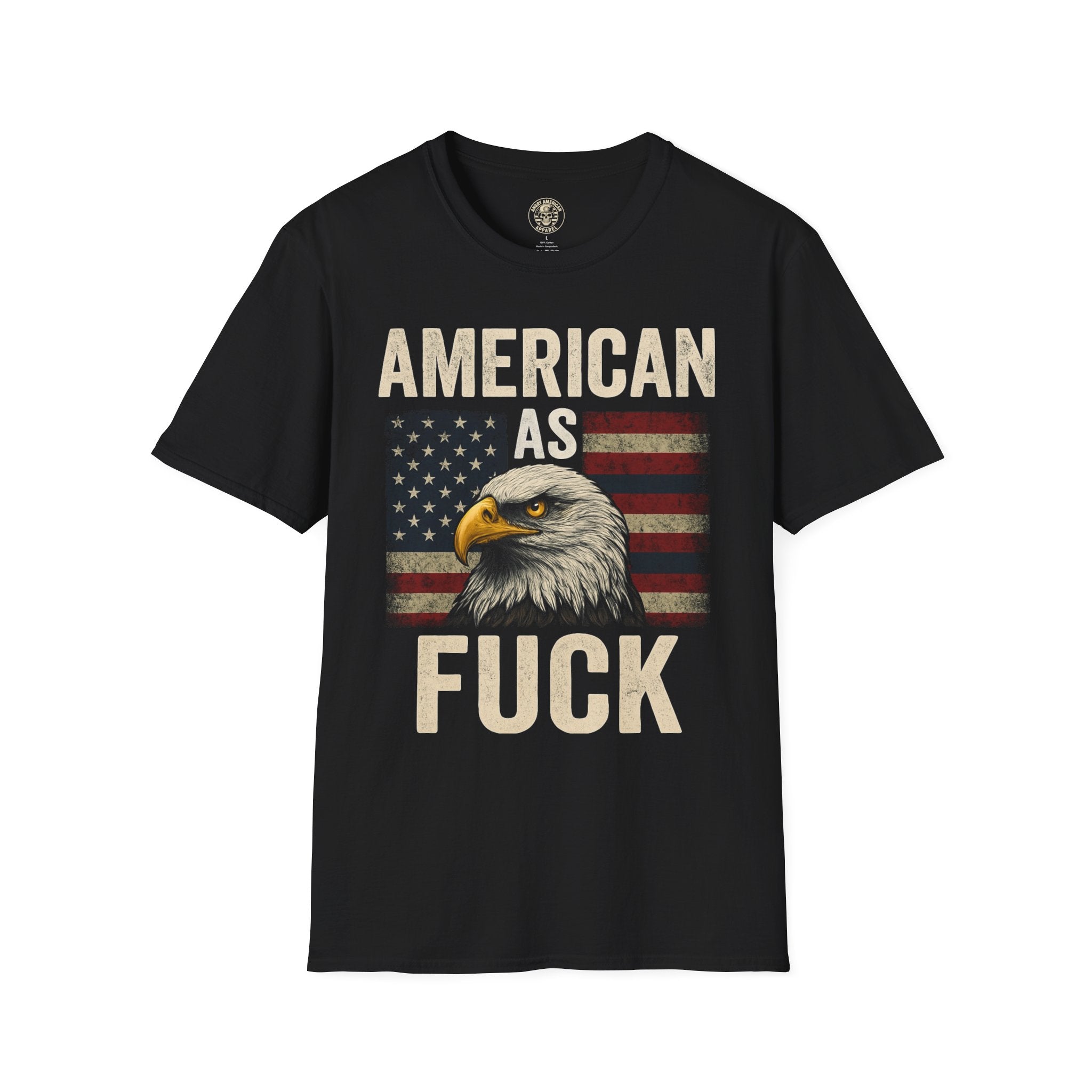 American As F*** Eagle T-Shirt – Patriotic Bald Eagle Flag Tee