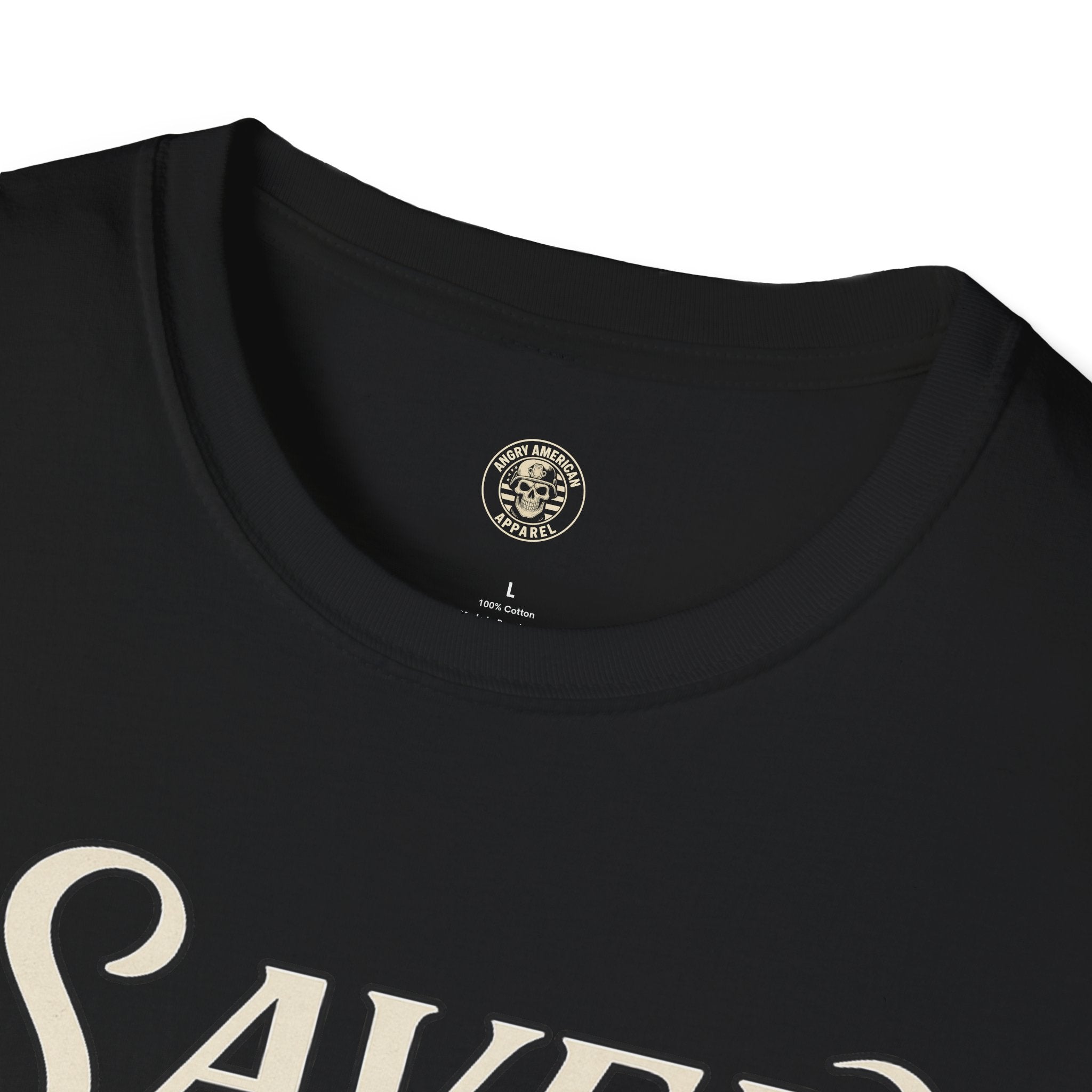 Saved + Strapped T-Shirt — Vintage Script Christian Faith Tee