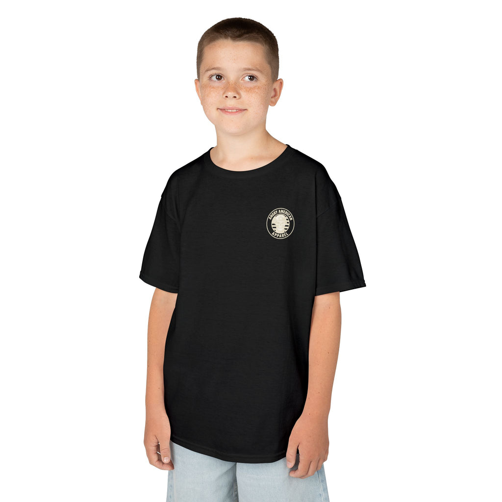 Kids T‑Shirt — 'Raised on Faith and Freedom' Patriotic Youth Tee
