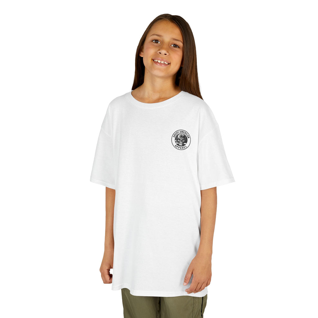 Kids T‑Shirt — 'Raised on Faith and Freedom' Patriotic Youth Tee