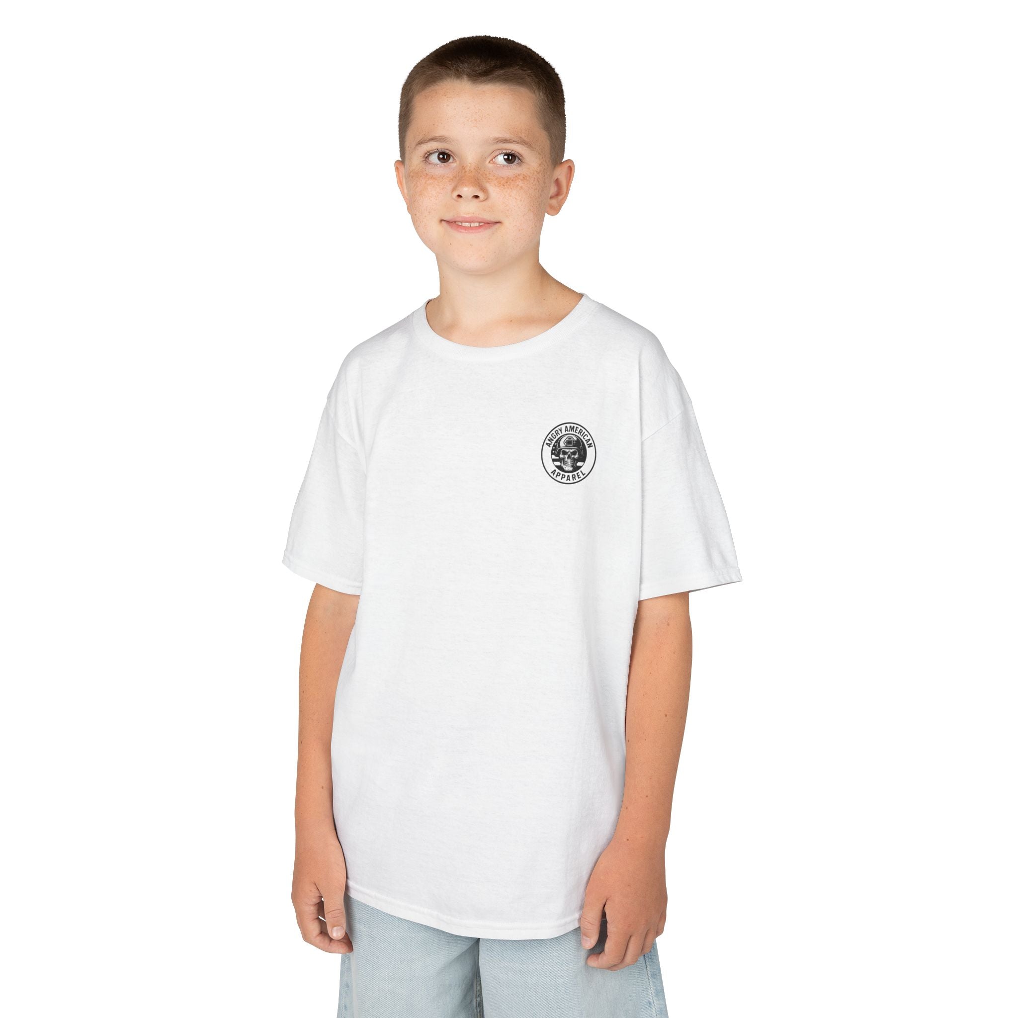 Kids T‑Shirt — 'Raised on Faith and Freedom' Patriotic Youth Tee