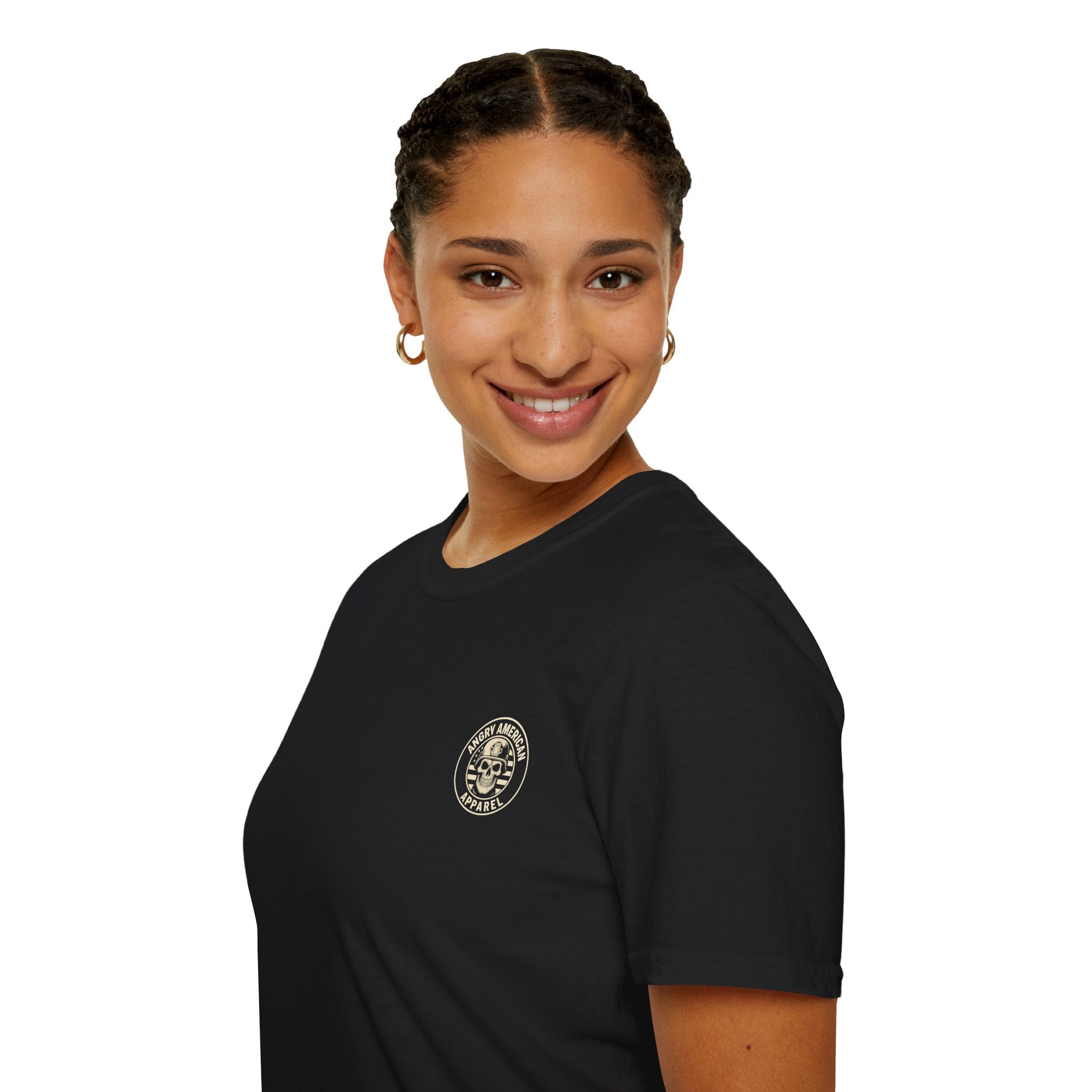 Tradwives Raise Warriors T-Shirt — Retro Shield Back Graphic & Small Chest Logo